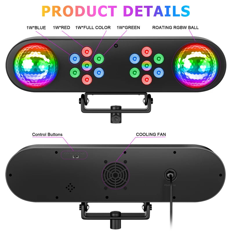 30W RGB 3-in-1 Stage Effect Light with Remote Control for DJ Party Concert