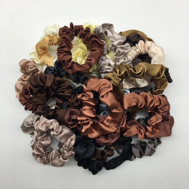 Bulk Satin Scrunchies Hair Ties Set - 100 Colors, Small 6.5cm for Women