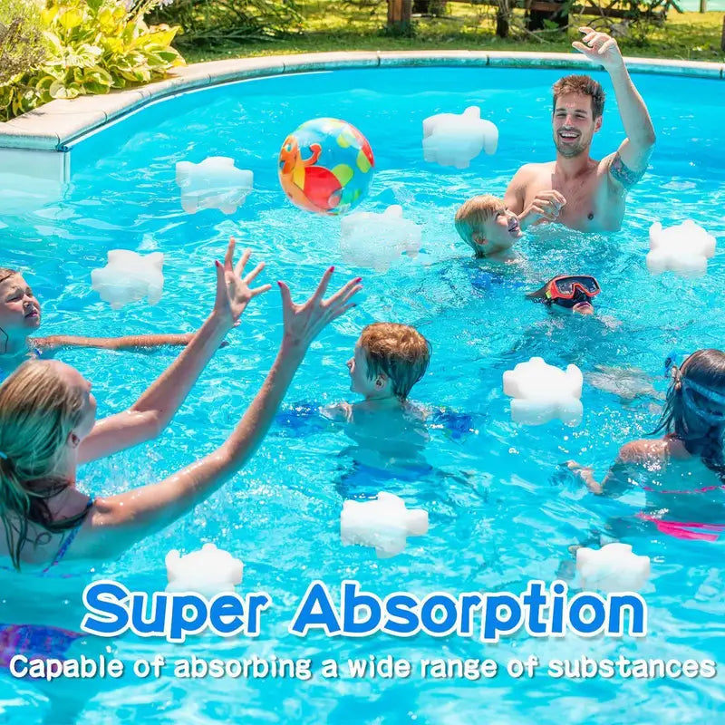 Pool Oil Absorbing Sponges - Reusable Scum & Grime Cleaners, 10 Pack