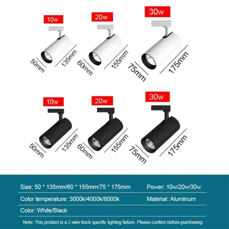 LED Track Lighting Set with COB Spotlights for Ceiling Home & Retail Use