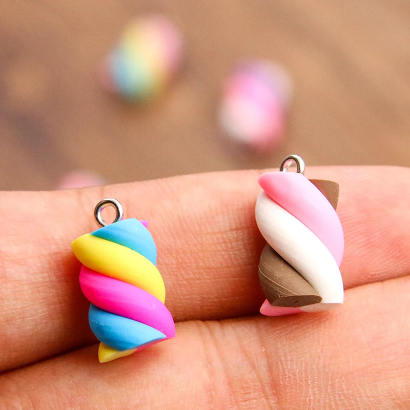 10Pcs 10x20mm Colored Cotton Candy Earring Charms Jewelry Findings Kit