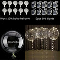 10Set LED Lighted Transparent Balloons for Parties and Weddings - 20 Inch