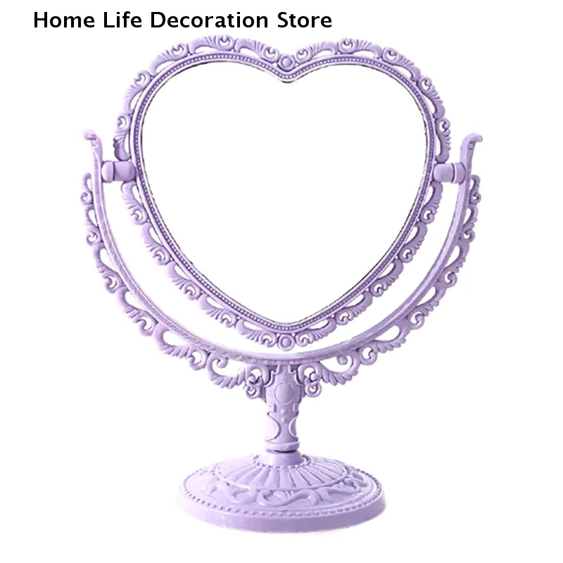 Heart-Shaped Double-Sided Makeup Mirror Portable Vanity Compact for Women