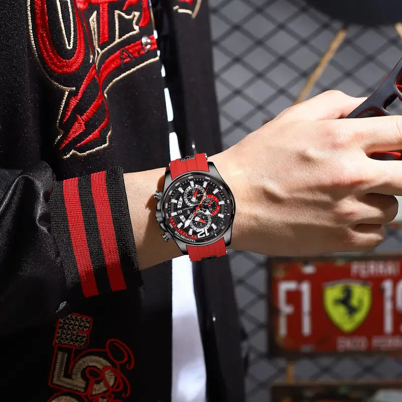 Men's Waterproof Chronograph Quartz Watch with Big Dial and Luminous Features