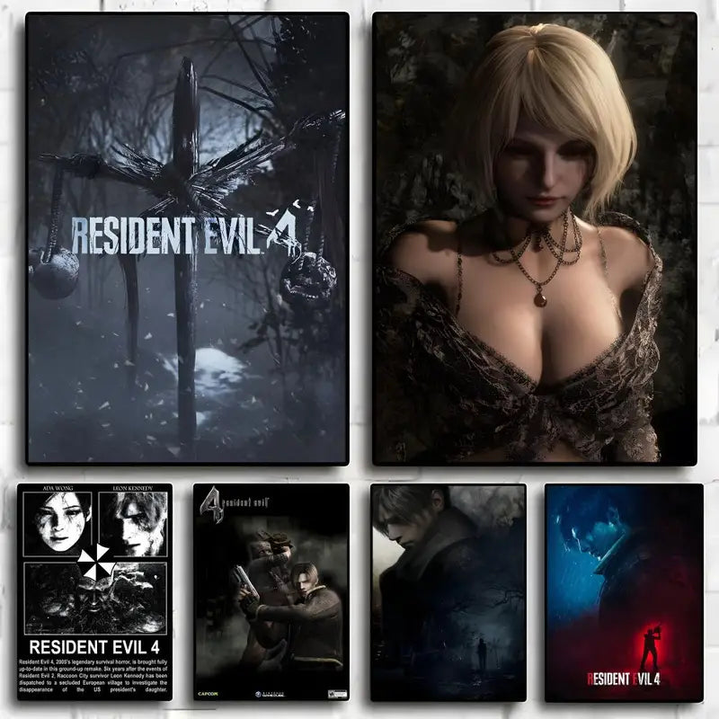 Resident Evil 4 Game Poster Oil Painting Canvas Wall Art Home Decor