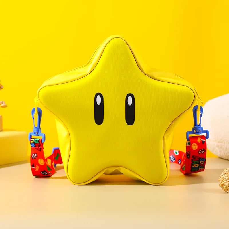 Super Mario Yellow Big Eye Star Backpack for Kids Girls Crossbody Anime Bag