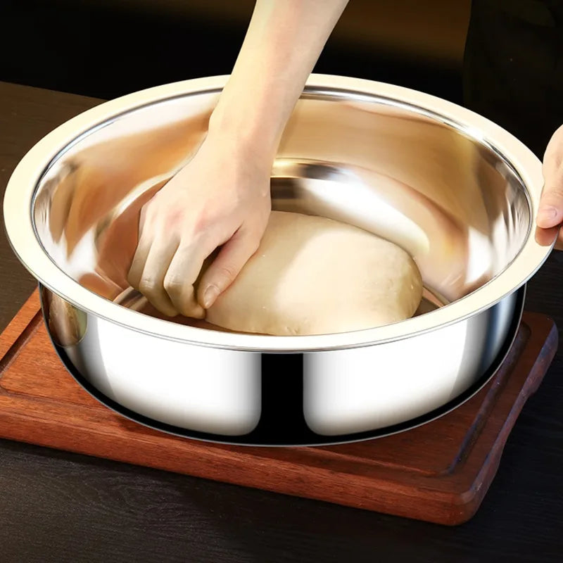 Large Capacity Metal Mixing Bowls Set - Stainless Steel Nesting Salad Bowls for Cooking