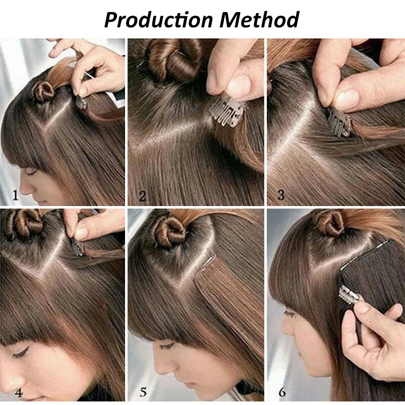 Long Straight Hair Extensions 24 Inch Synthetic Clip-In Hairpiece for Women