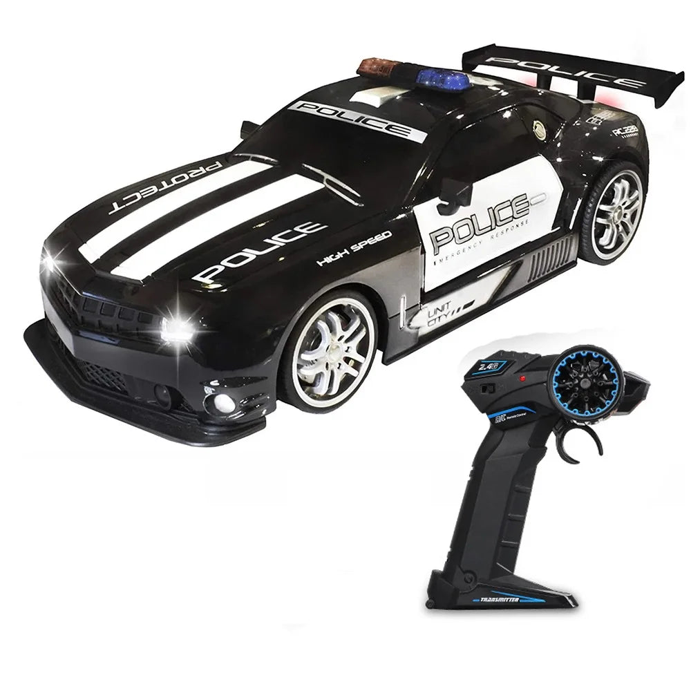 1/12 Scale Remote Control Police Car with Lights - Fast Drift Vehicle for Kids