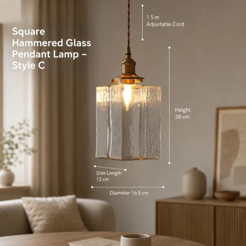 Japanese Retro Glass Pendant Light with Copper Finish for Bedroom Dining Room Study Hotel