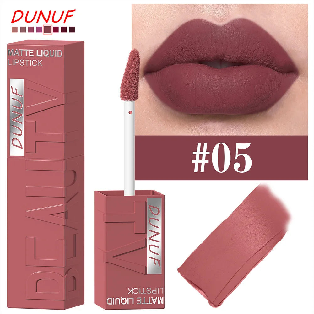 Long-Lasting Matte Lipstick Liquid Lip Gloss Waterproof Velvety Finish
