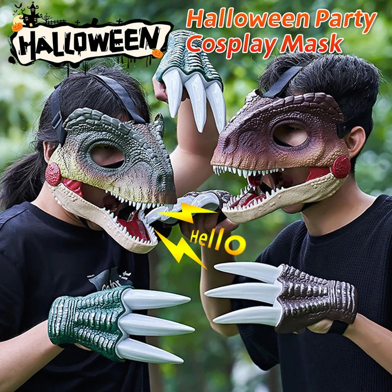 Movable Jaw Dinosaur Mask with Sound Effects for Halloween & Cosplay