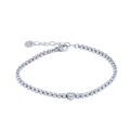 Delicate Heart Chain Bracelet Bangle with Cubic Zirconia Stainless Steel Jewelry