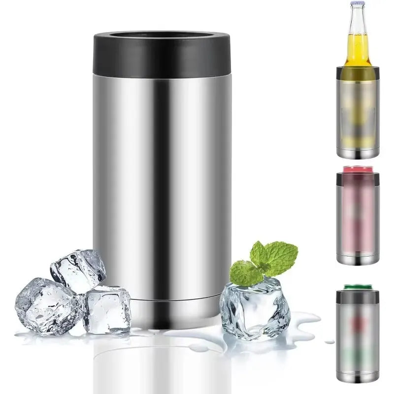 Double Wall Stainless Steel Insulated Can Cooler Bottle Holder - Keeps Drinks Cold
