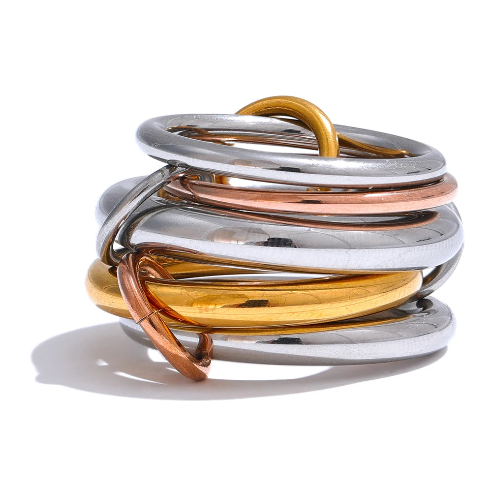 Stainless Steel Stackable Rings Set for Women – 3 Colors, PVD Gold Plated Jewelry