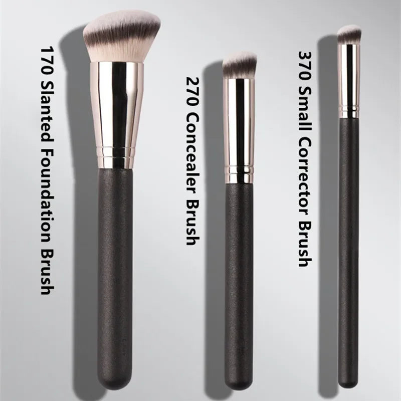 Slanted Foundation Concealer Makeup Brush Set 3 Pcs - Liquid & Cream Application