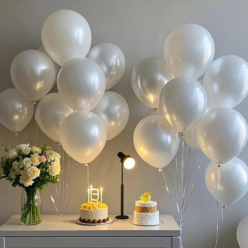 Party Balloons Set - Pearl White Latex Balloons for Wedding Birthday Baby Shower Decorations