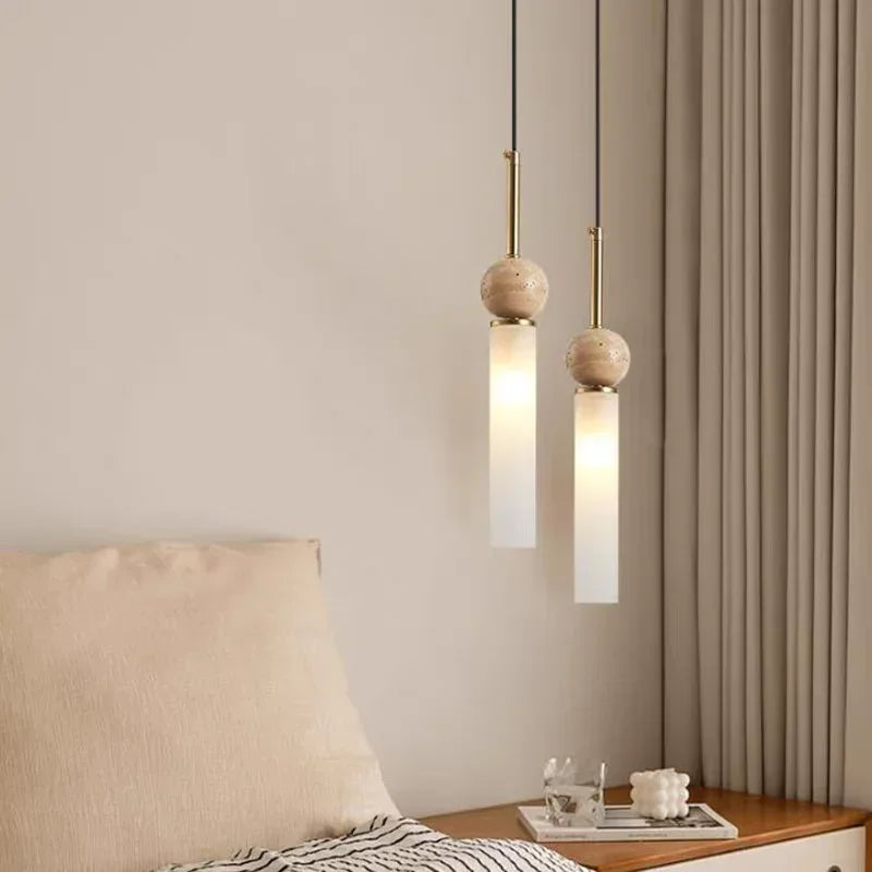Wabi-Sabi Cave Stone Pendant Lamp - Vintage Nordic Bedroom Chandelier