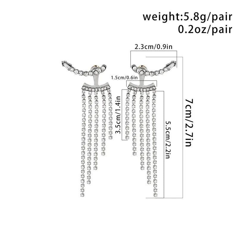 Luxury Rhinestone Drop Earrings with Tassels - Vintage Water Drop Design for Women
