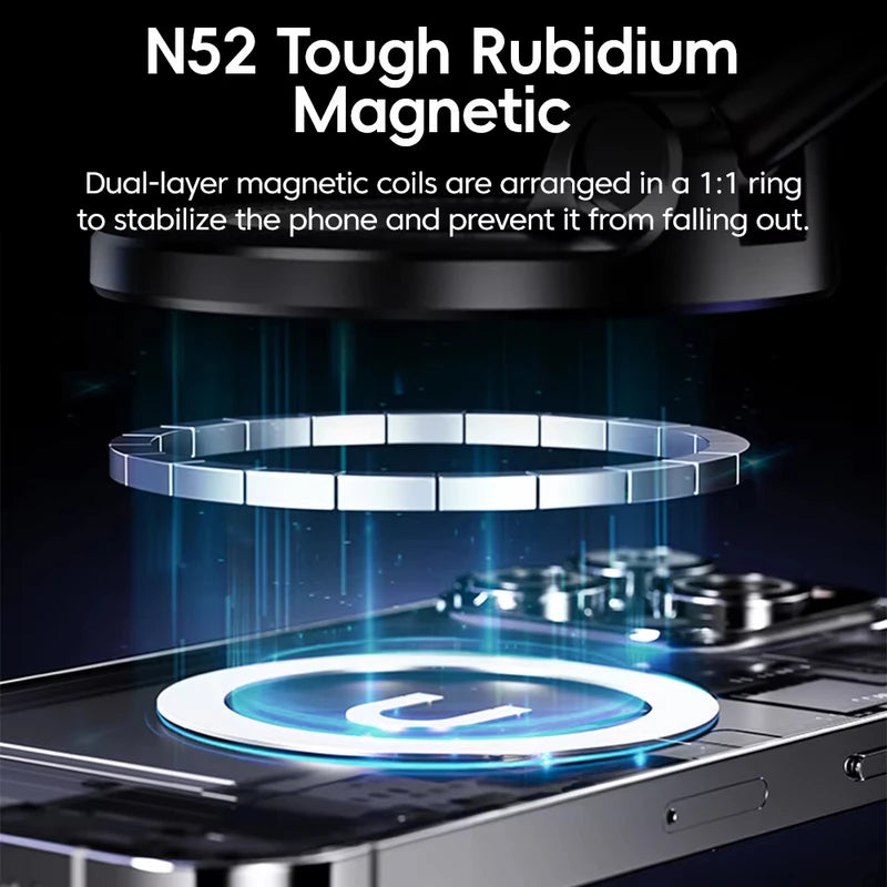 Magnetic Car Phone Mount with Vacuum Suction Stand for Live Streaming and Navigation
