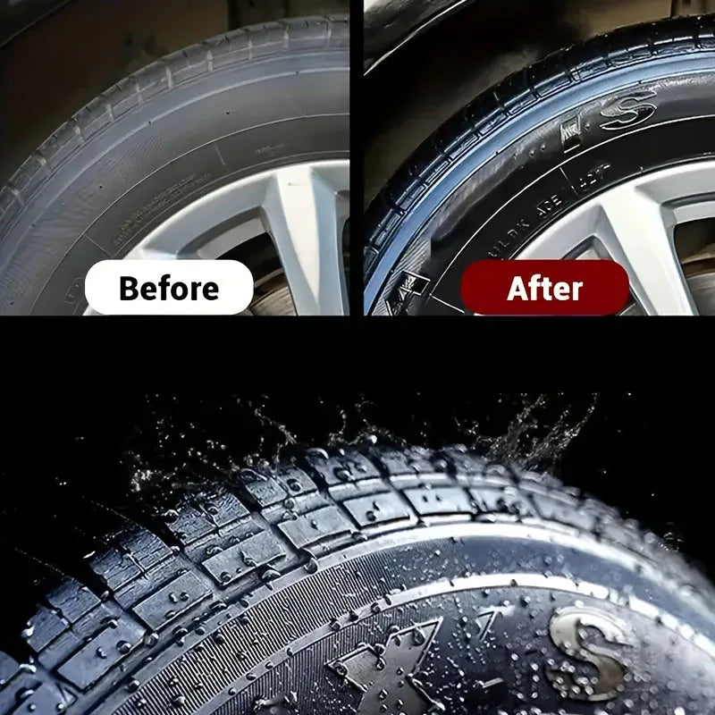 Car Tire Restorer Wax Kit - Long-Lasting Black Gloss & Plastic Renovation