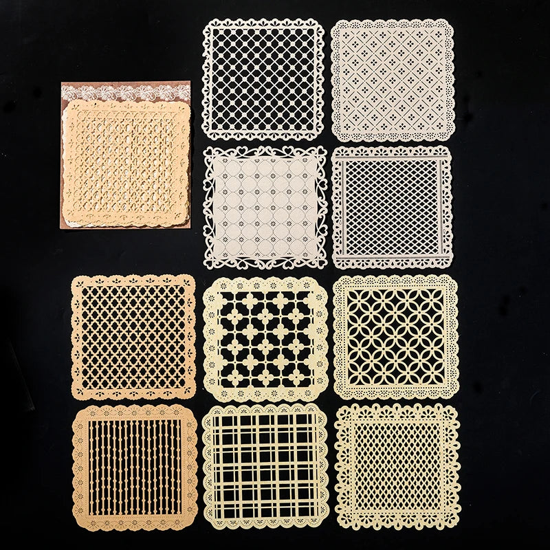 10 Pcs Handmade Lace Paper for Scrapbooking and Art Journals - Craft Supplies