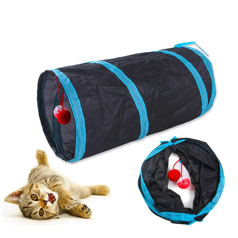 Foldable Cat Tunnel Play Toy - Breathable, Multi-Shape Indoor Pet Tunnel