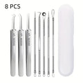 8-Piece Stainless Steel Acne Needle Tool Set for Blackhead Removal & Home Skin Care