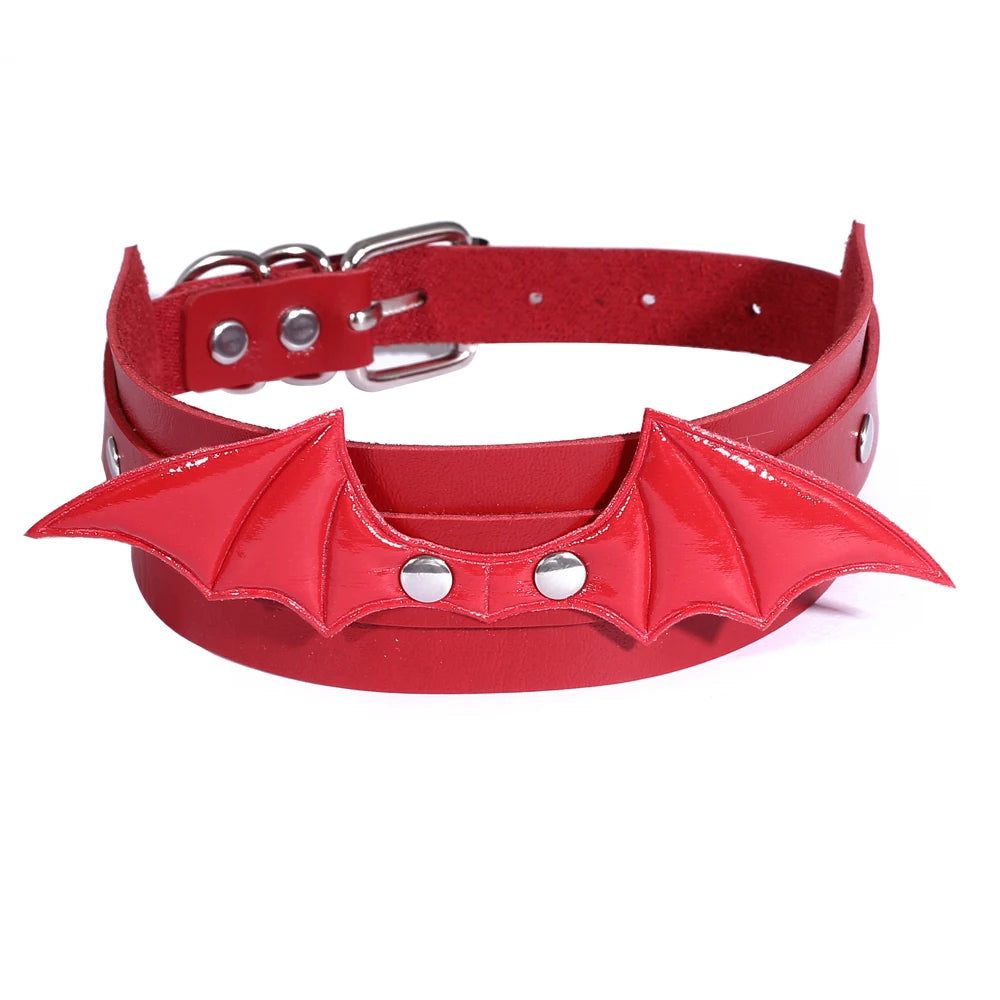 Halloween Bat Wings Gothic Choker Necklace for Women Leather Costume Jewelry