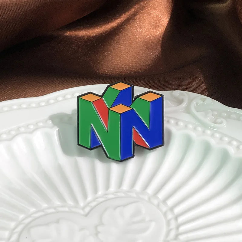 Colorful Metal Brooches Set - Geometric Letter N Pin for Clothing & Bags