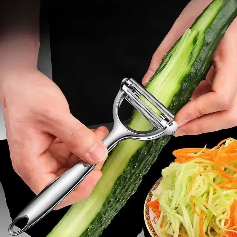 2in1 Stainless Steel Vegetable Peeler and Julienne Tool - Multi-function Kitchen Grater