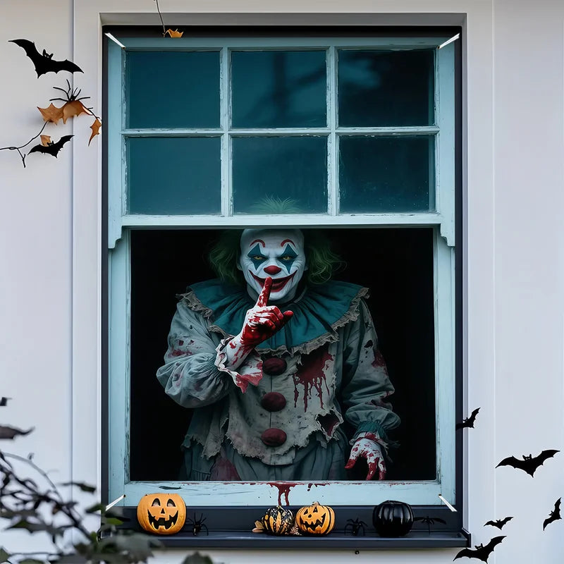 Halloween Horror Clown Blood Banner - Polyester Hanging Party Decoration