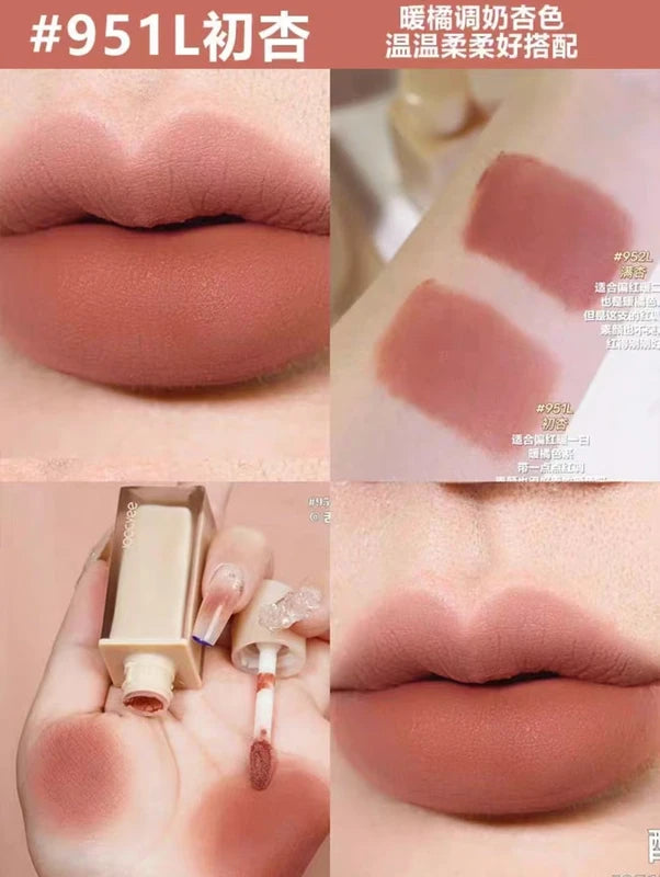 Velvet Lip Gloss Matte Lip Glaze Soft Focus Moisturizing Long-Lasting Liquid Lipstick
