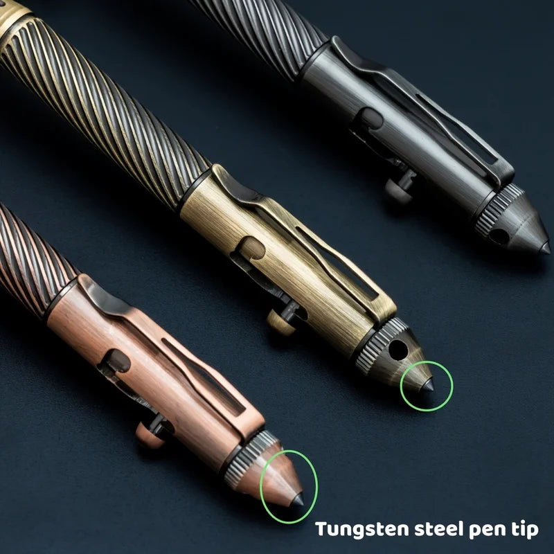 Heavy Metal Retro Style Brass Ballpoint Pen with Tungsten Steel Nib for Business and Gift Use