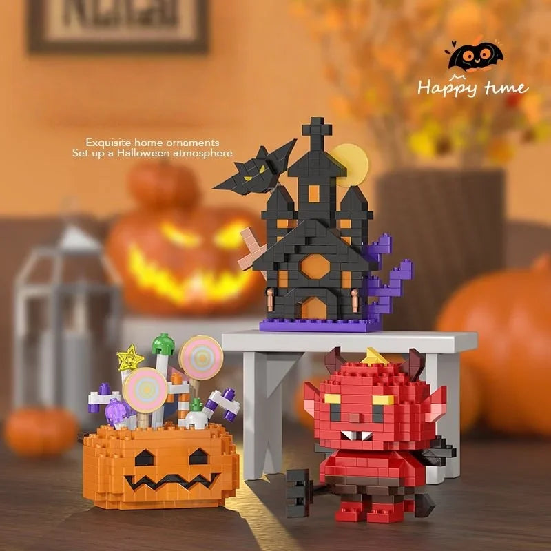 Halloween Pumpkin Mini Building Blocks Toy for Kids & Decoration