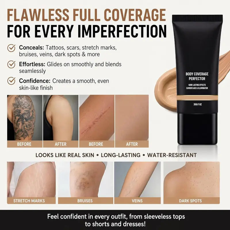 Waterproof Body Makeup Foundation Full Coverage Tattoo Concealer Leg & Body Perfector