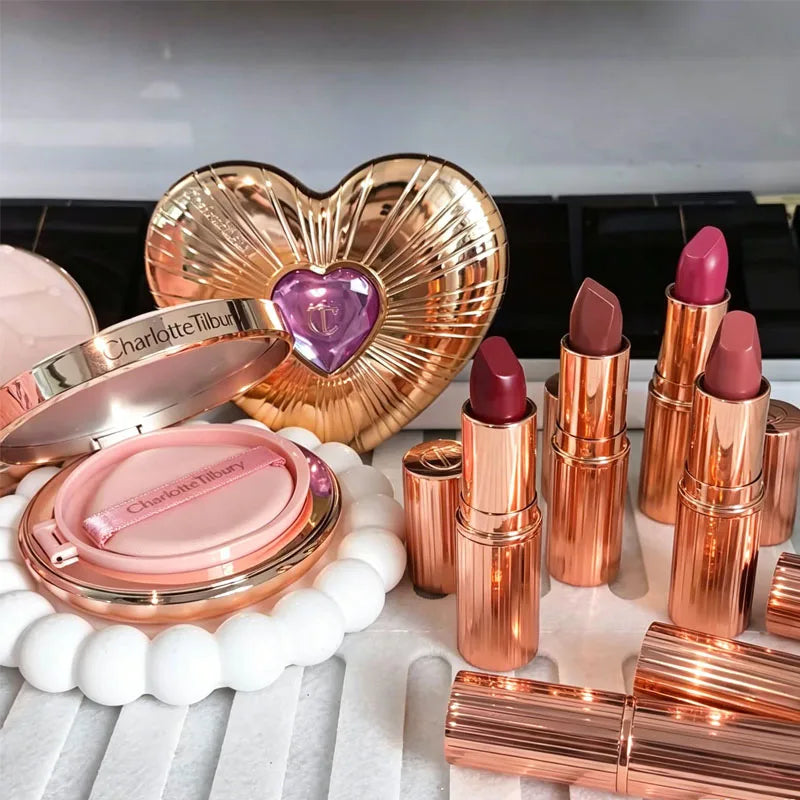 Luxury Makeup Set Two-Color Face Powder & Lipstick Kit - Durable & Easy Application