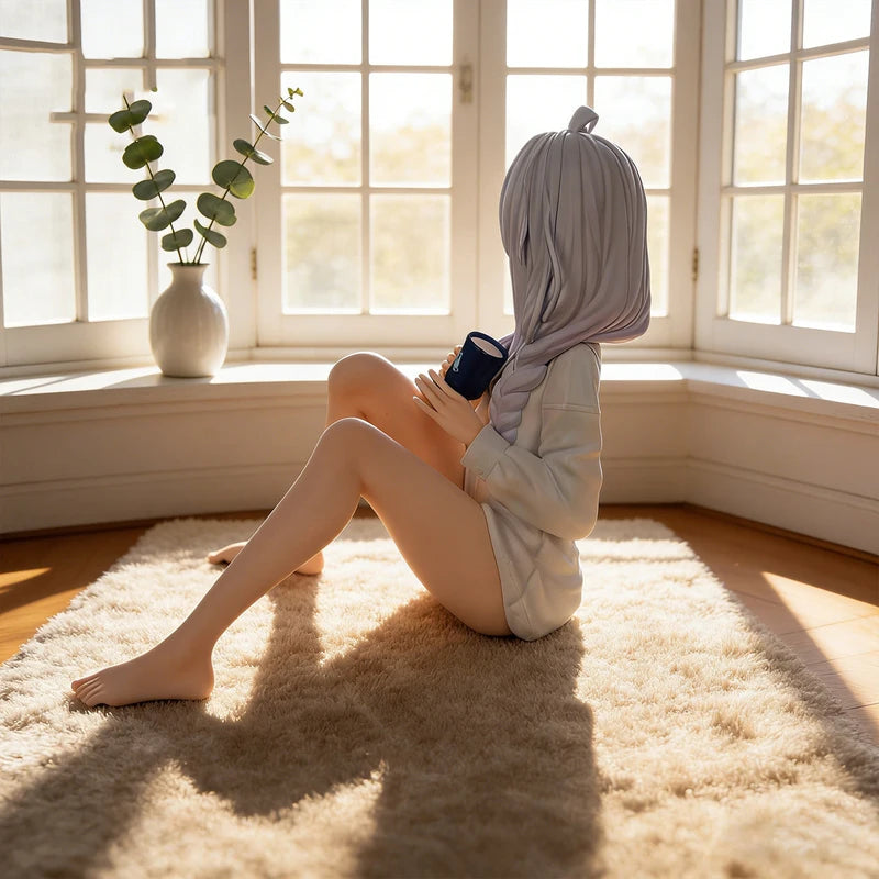 Anime Girl Figure 11cm Sitting In Pajamas Collectible Model Decoration Toy