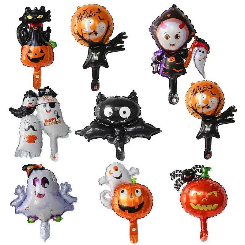 50Pcs Mini Halloween Foil Balloons Ghost Pumpkin Bat Skull Kids Party Decorations