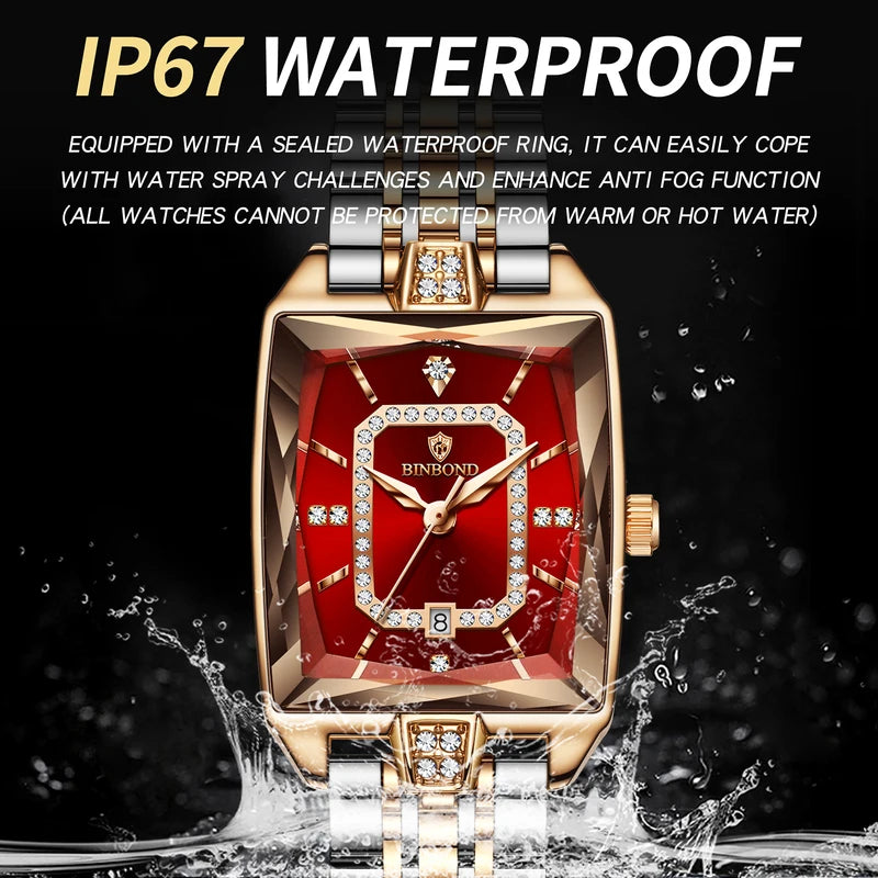 Women's Waterproof Quartz Wristwatch with Auto Date - Luxury Zircon Dial