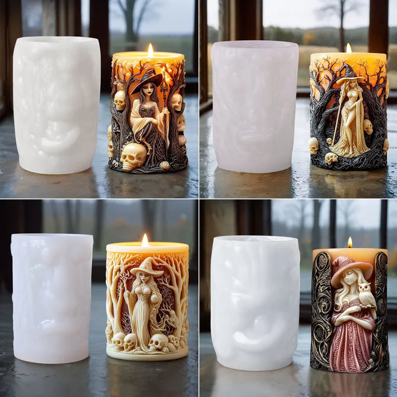 Halloween Witch Candle Mold Silicone DIY Resin Plaster Candle Making Kit