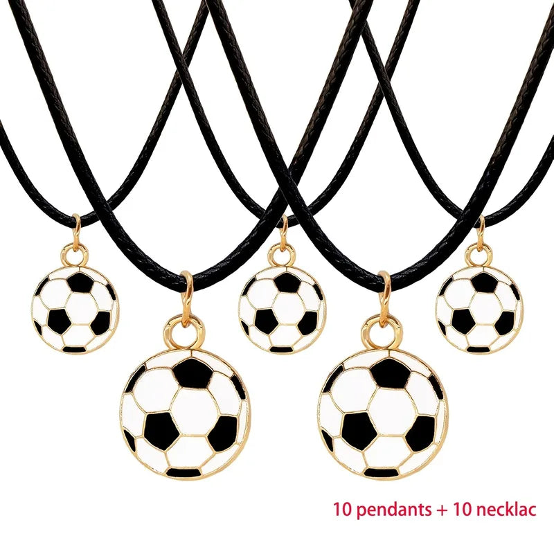 Football Pendant Necklaces Set - Sports-Themed Jewelry for Parties & Gifts