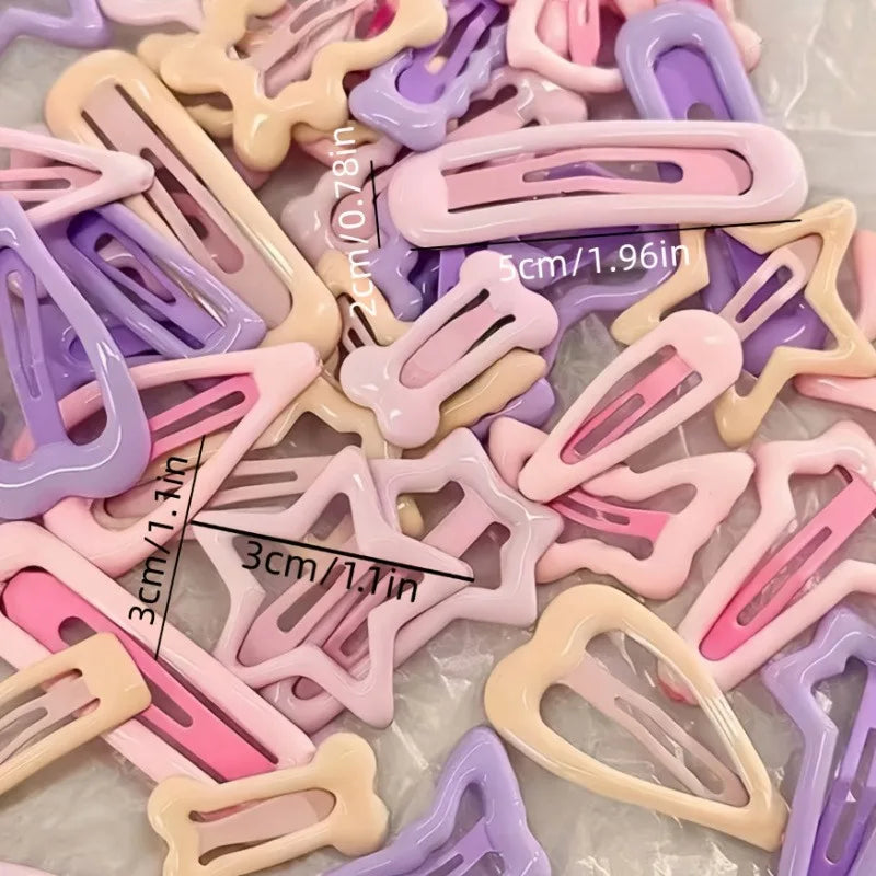 Kids Hair Clips Pack - Light Pink Heart & Bow Shapes for Girls, Party & Holiday Gifts