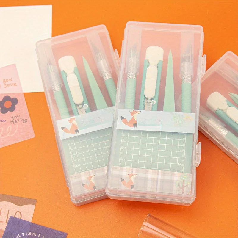 DIY Scrapbooking Tool Kit with Craft Knife Tweezers Cutting Pad