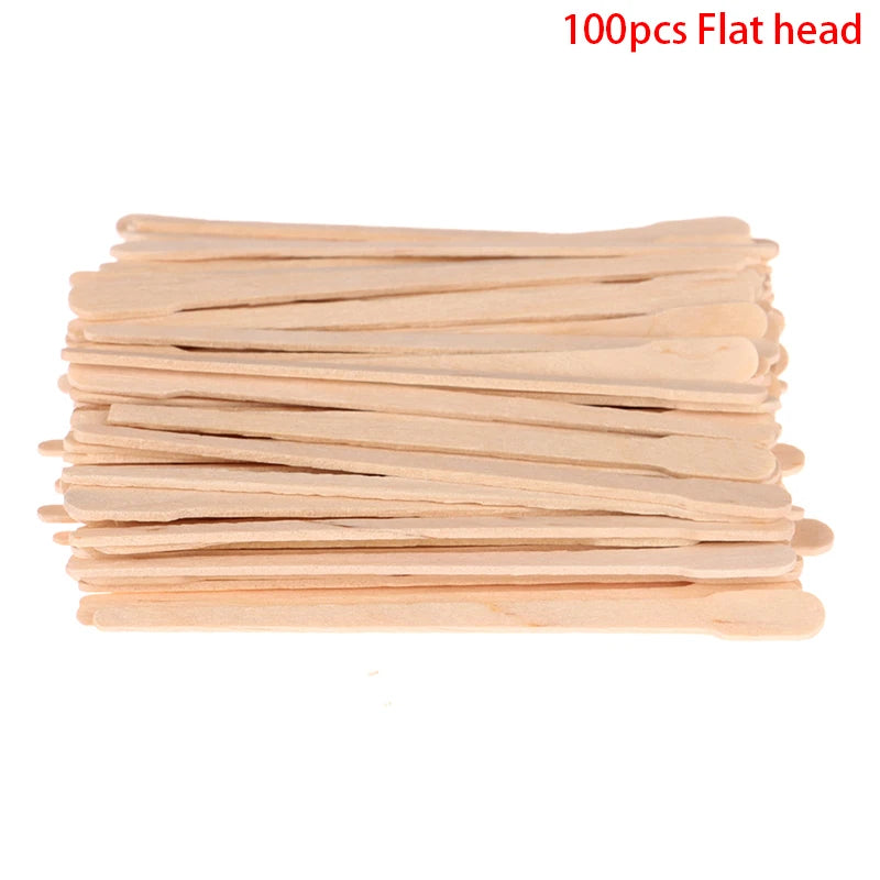 100PCS Wooden Body Hair Removal & Waxing Spatulas - Disposable Tongue Depressors