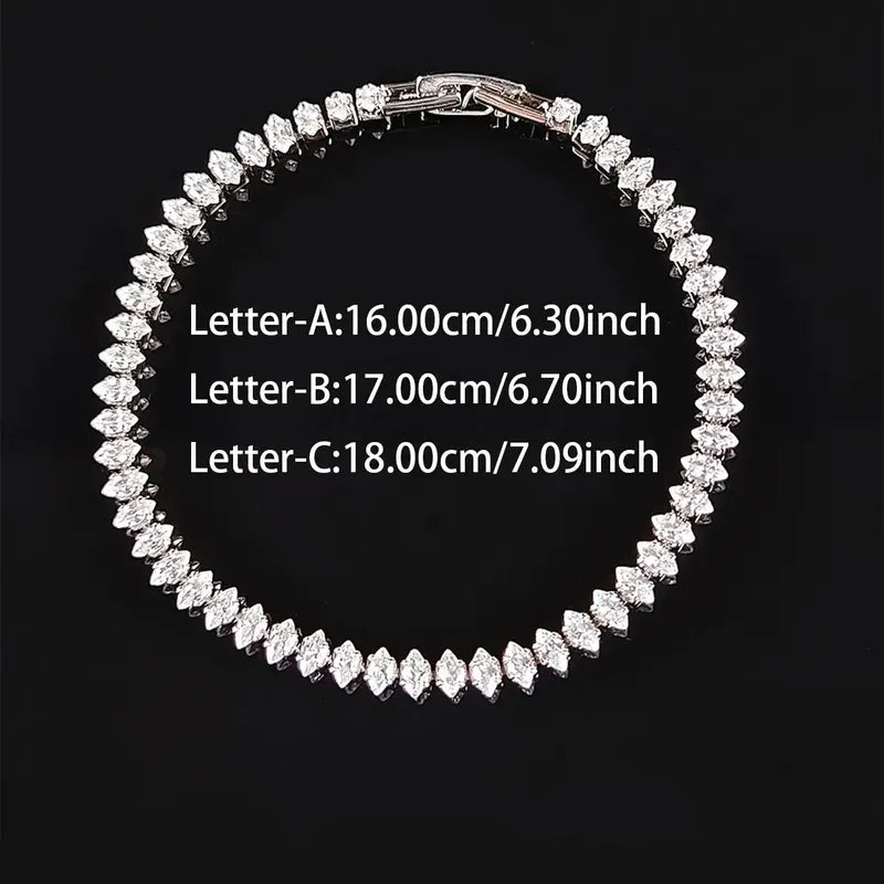Luxury Silver Color Marquise Oval Square Cut Tennis Bracelet for Women