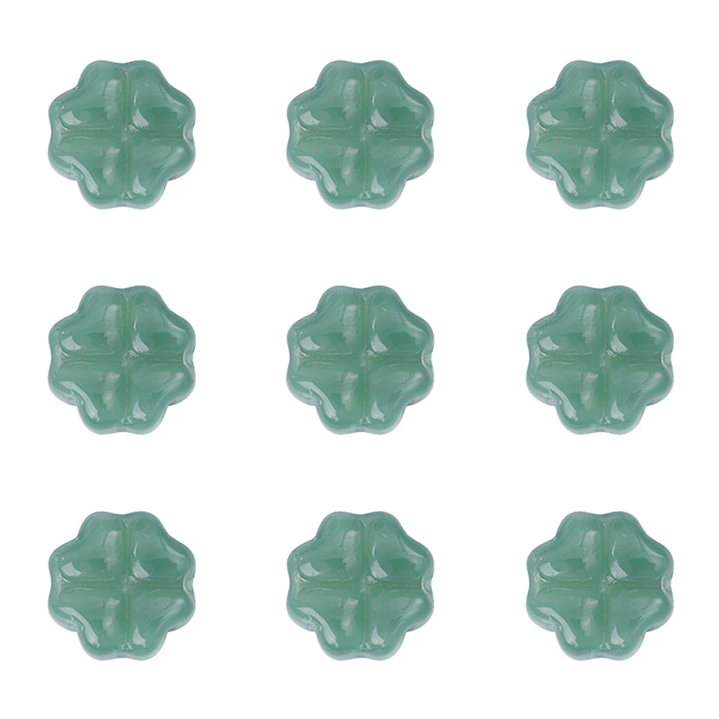 20pcs Glass Four Leaf Flower Shape Beads for Jewelry Making and Crafts