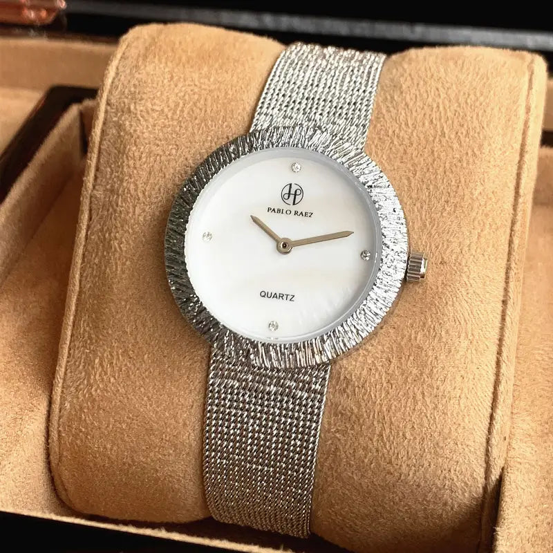 Women's Water-Resistant Quartz Watch with Adjustable Milanese Strap - Multiple Colors