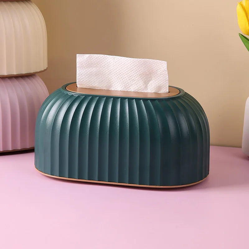 Spring Loaded Tissue Box with Rising and Falling Napkin Holder - Home Decor Accessory