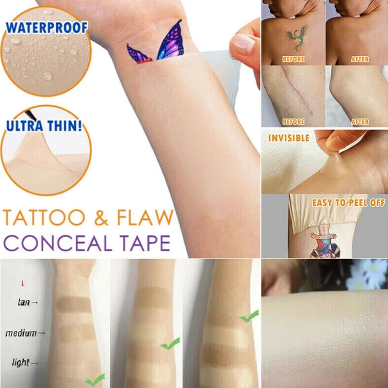 6 Pcs Waterproof Tattoo Concealing Patches Ultra Thin Skin-Colored Tape